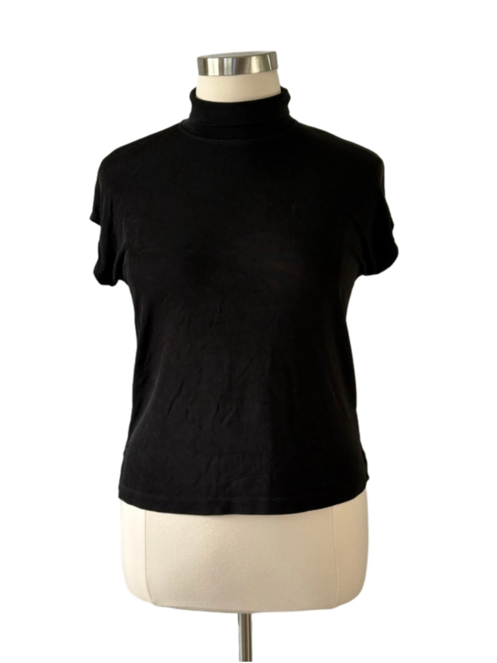 Chico's Travelers Black Turtleneck Short Sleeve Top Size 16 (Chico’s 3)